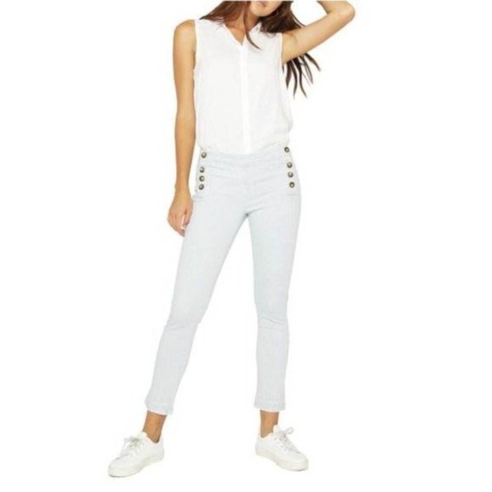 NWT James Jeans Twiggy Ankle Sailor Girl Blue White Pinstripe Jeans 27 Slim Fit